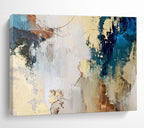 “Blue And Gold Abstract Interplay” - Luxe Abstract Painting On Canvas DKS512