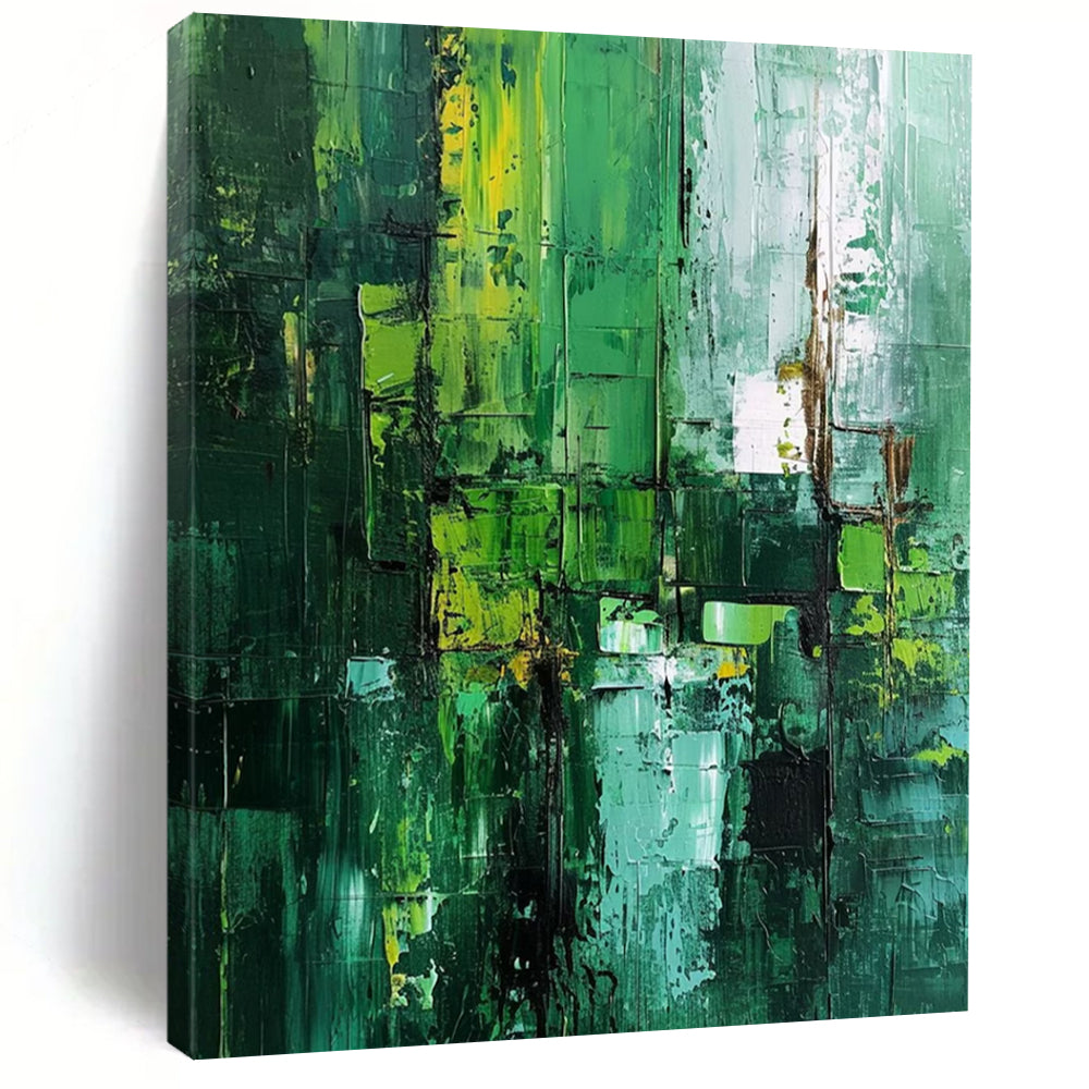 “Green - Blue Textured Abstraction” - Abstract Landscape Painting On Canvas DS012
