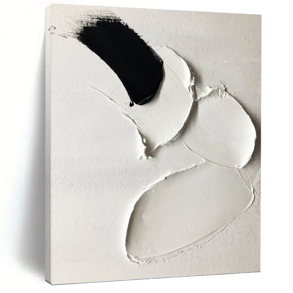 “Black and White Textured Abstract” - Abstract, Tactile - Styled Painting On Canvas PT1665