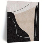 Beige, Black and White with Interconnected Curves "Linked Serenity" Abstract Painting On Canvas PS1105