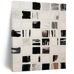 “Black - White Grid Textures” - Minimalist Grid Painting On Canvas PT1133