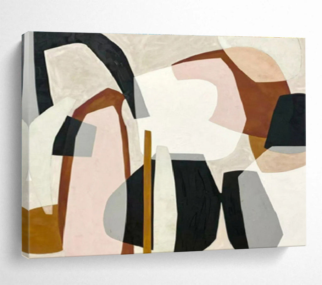 “Neutral Tones Abstract Shapes” - Abstract Painting on Canvas, Ideal for Living Room & Office DKS581