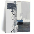 Slate Gray, White, Cobalt Blue Subtle Break “Mystic Window” - Painting On Canvas PS0790