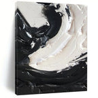 “Swirling Black and White Textures” - Tactile Abstract Painting On Canvas DS385