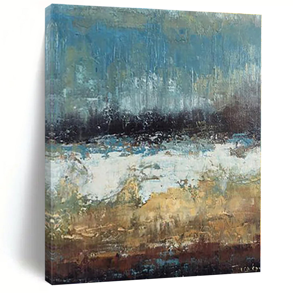 “Blue & Brown Landscape Abstract” - Abstract Landscape Painting On Canvas PS0420