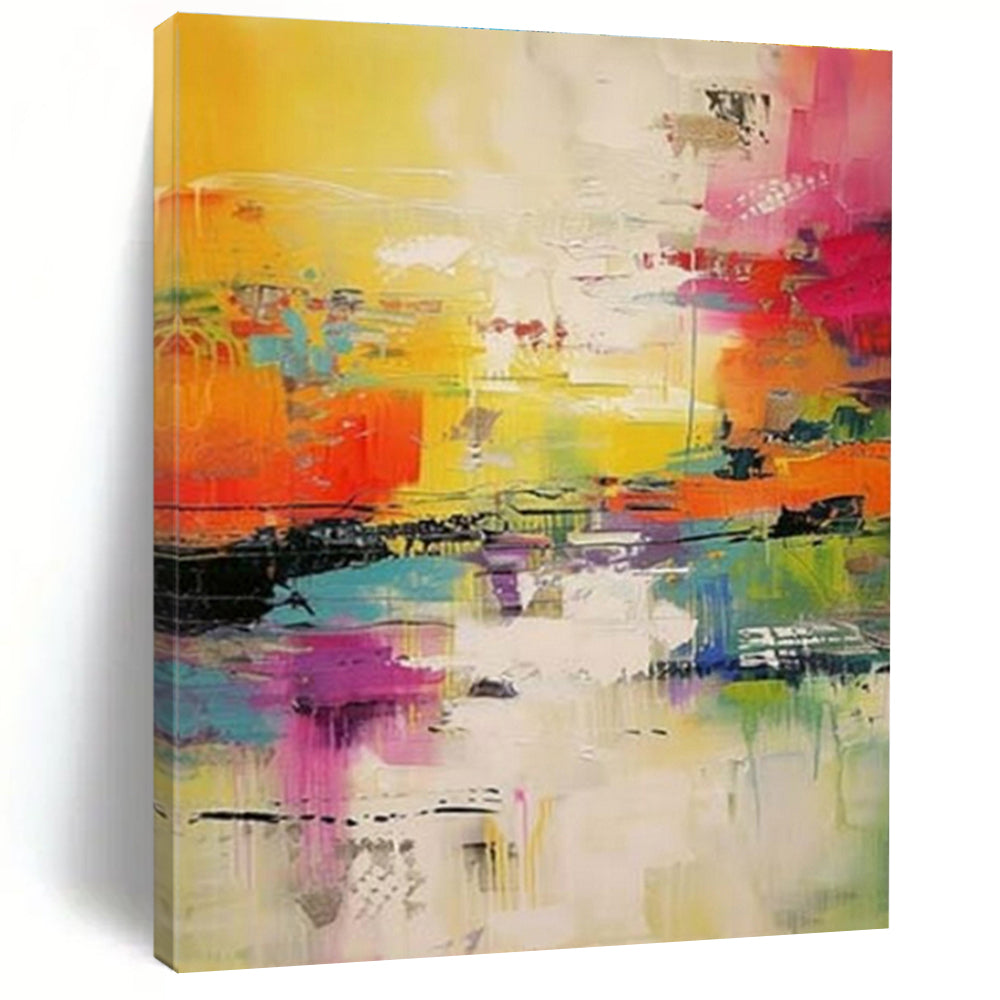 “Bright Abstract Reflection” - Multicolor Abstract Expressionist Painting On Canvas PS0699