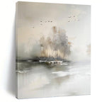 “Misty Landscape with Birds” - Impressionist Abstract Painting On Canvas PT1190