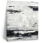 Black, White and Gray with Textured Layers "Urban Palimpsest" Abstract Painting On Canvas PS1168