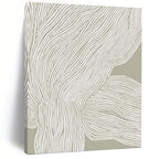 “Grey - White Wavy Lines” - Linear Abstract Painting On Canvas PT1119