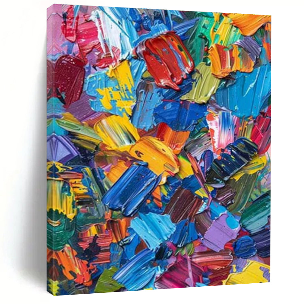 “Vibrant Color Explosion” - Multicolor Abstract Expressionist Painting On Canvas PS0685