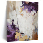 “Purple, Gold and White Abstract” - Regal Color Fusion Painting on Canvas PT1009