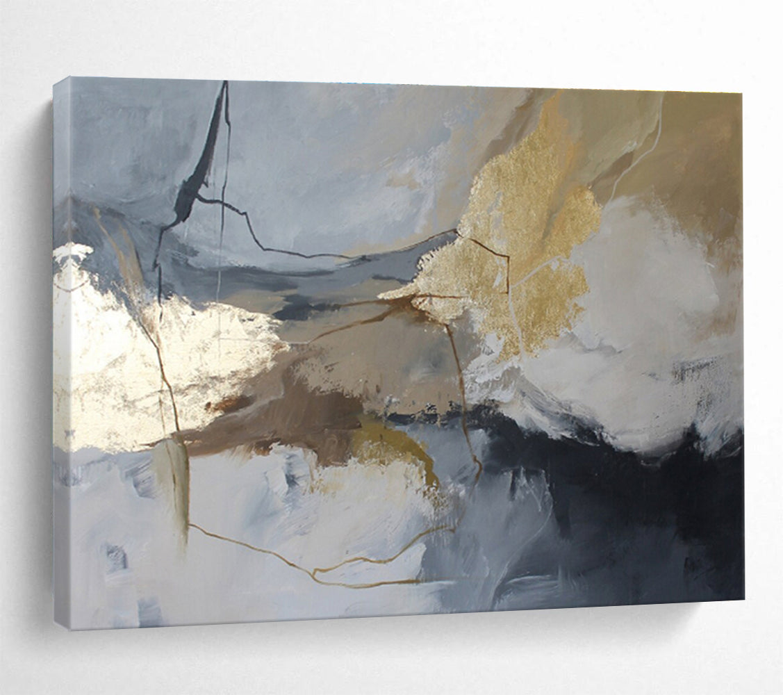 “Gray And Gold Abstract Revisited” - Abstract Painting On Canvas DKS519