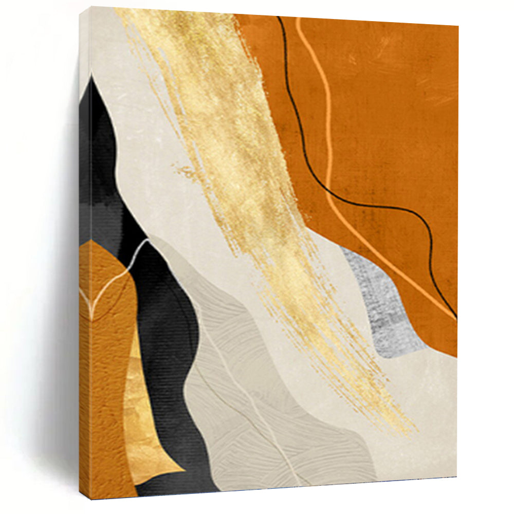 “Orange and Gold Abstract Flow” - Abstract, Warm - Colored Painting On Canvas PT1517