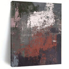 “Gray & Red Textured Abstract” - Textured Abstract Painting On Canvas PS0419