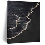 “Black and White Waves: Minimalist Ocean Art” - Bold Coastal Abstract On Canvas PT0959