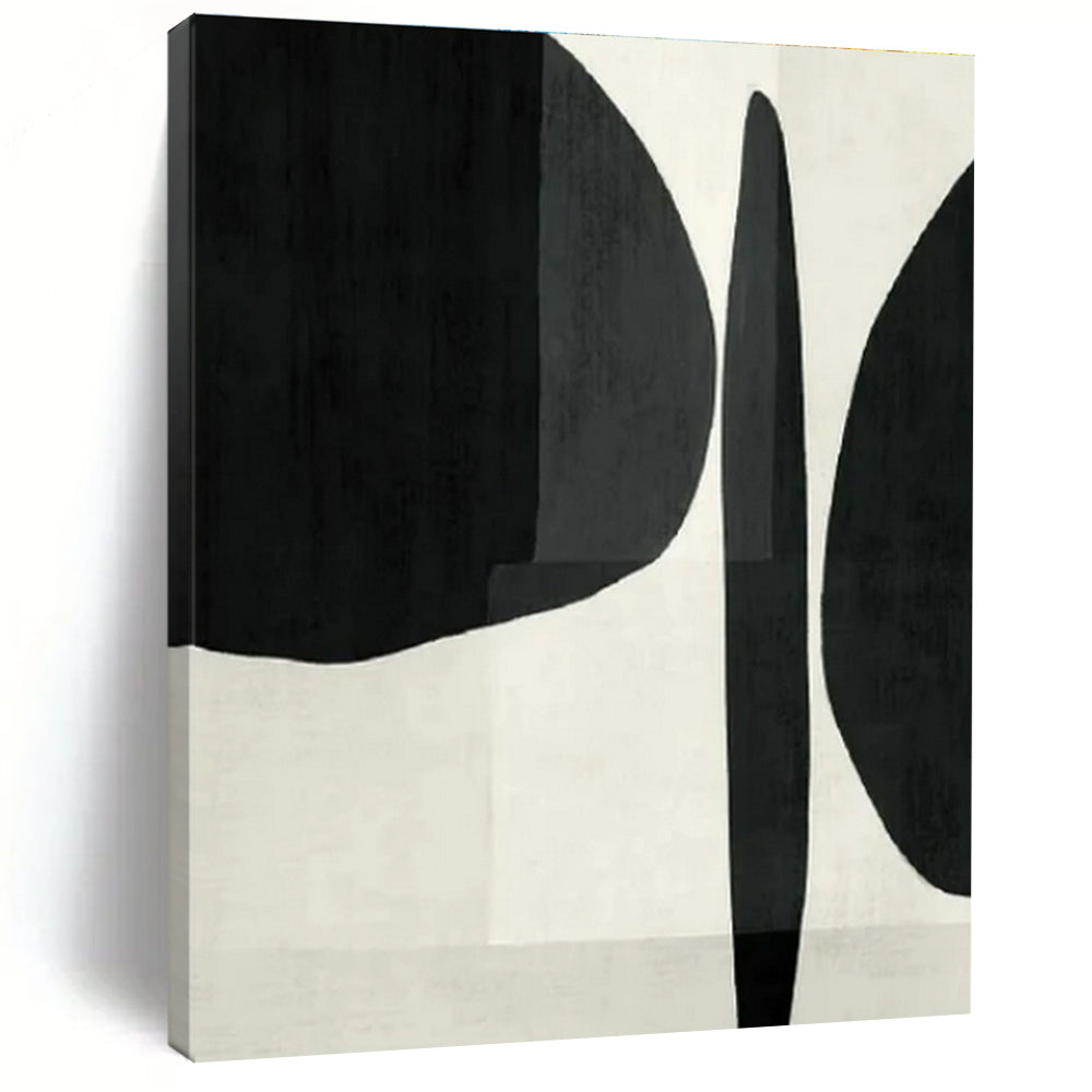 Black, White with Bold Shapes "Graphic Simplicity" Abstract Painting On Canvas PS1447