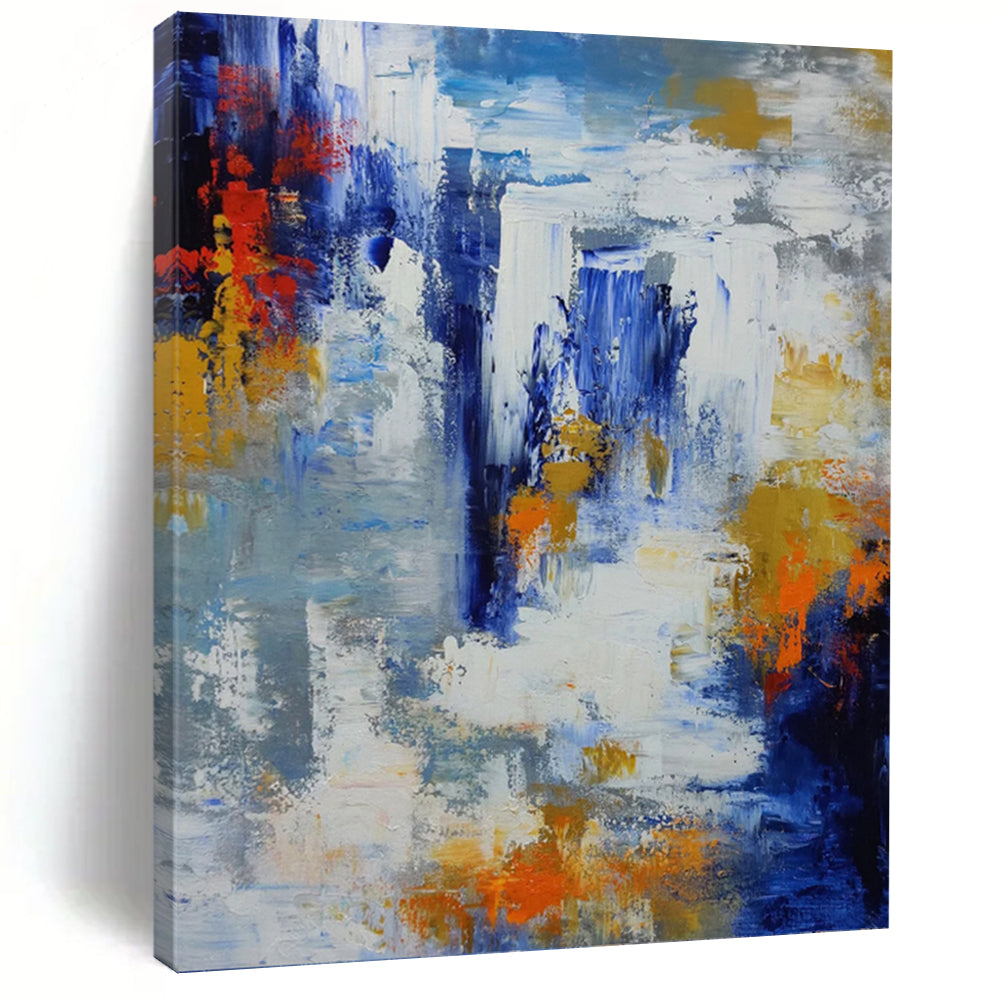 “Blue - Gold Abstract” - Abstract Expressionist Painting On Canvas PT1338