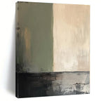 “Green - Beige Minimalist Abstraction” - Green, Beige, Gray Abstract Painting On Canvas PS0487
