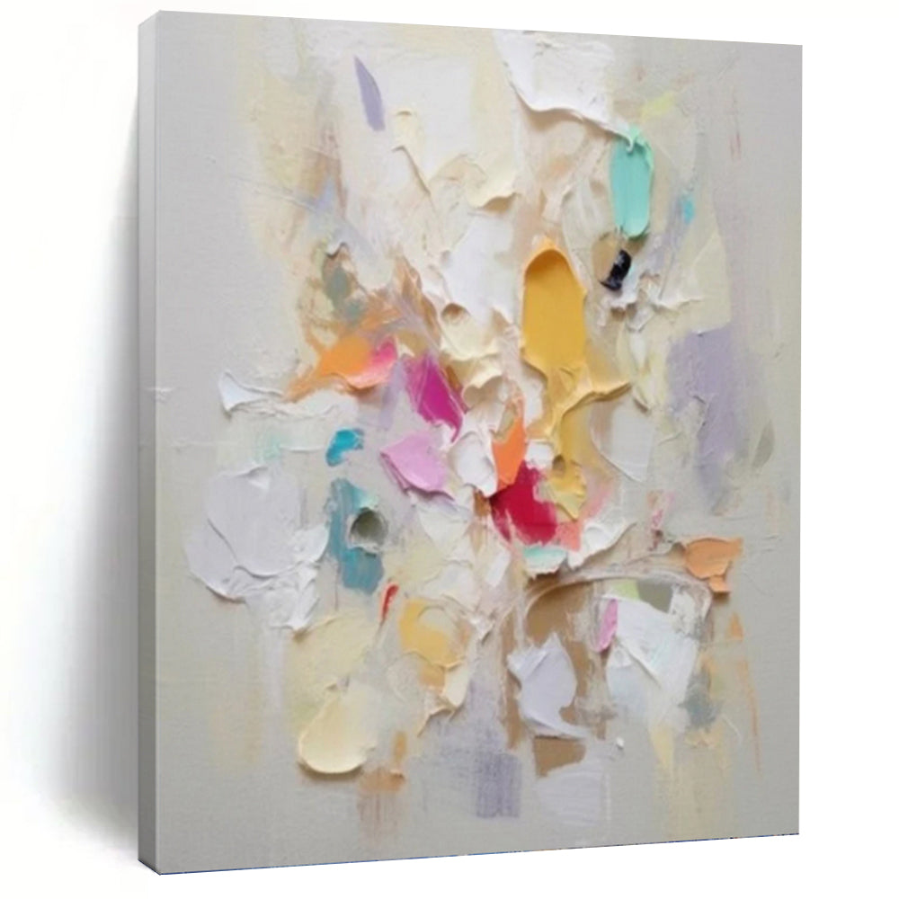 “Colorful Textured Blooms: Impasto Floral Art” - Lively Botanical Painting On Canvas PT0973