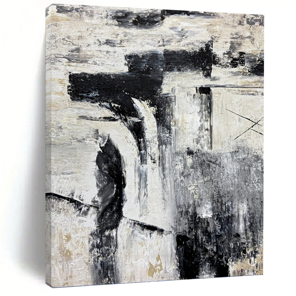 “Monochrome Abstract Layers” - Abstract, Layered - Styled Painting On Canvas PT1680