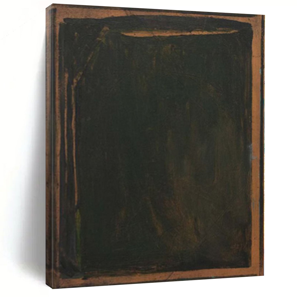 “Dark Green - Brown Framed” - moody Abstract Painting On Canvas PS0150