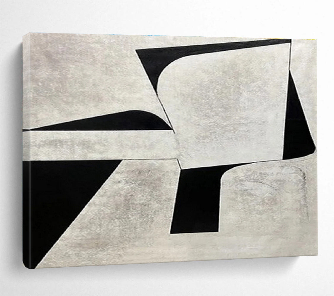 “Monochrome Geometric Abstraction” - Abstract Painting on Canvas, Suits Studio & Hallway DKS582