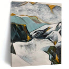 “Color - Blocked Abstract Mountain Forms” - Geometric Landscape Painting On Canvas PS0314