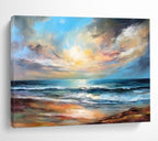 “Vibrant Seaside Sunset” - Impressionistic Oil Painting on Canvas PT1511