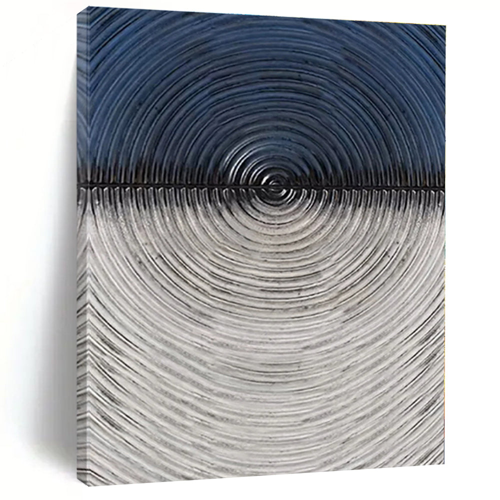 “Blue - Gray Concentric Circles” - Abstract Geometric Painting On Canvas PS0424