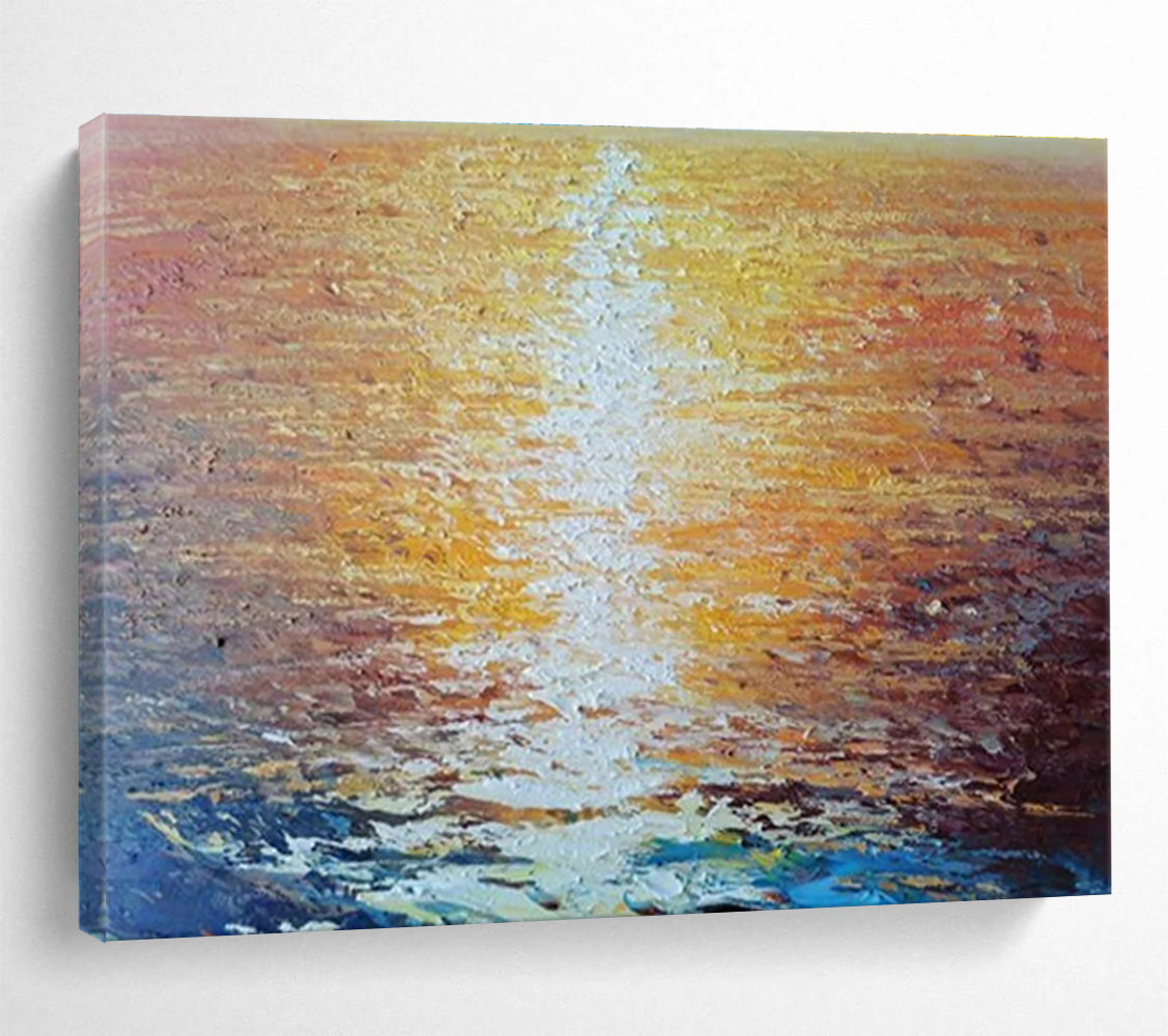 “Sunset Over the Ocean” - Impressionistic Seascape Painting, Suitable for Coastal Bedroom & Relaxation Lounge DKS637