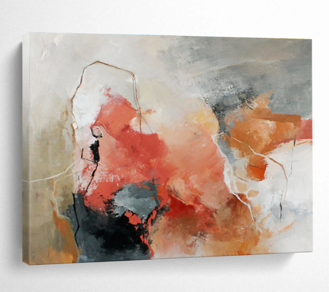 “Red And Earthy Abstract” - Abstract Painting On Canvas DKS515