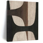 “Black - Brown - Beige Geometric” - Mid - Century Abstract Painting On Canvas PS0155