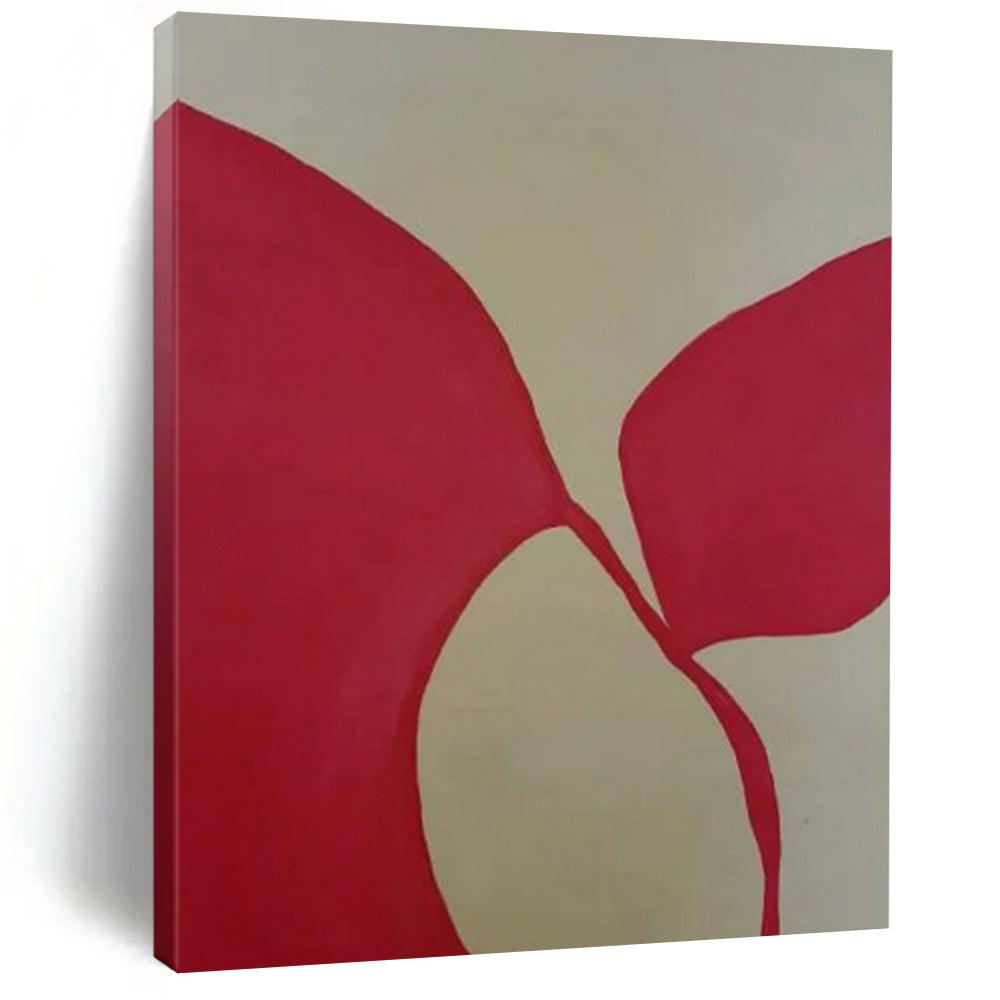 Red and Beige Organic, "Fluid Forms" – Organic Abstract Painting On Canvas PS0998
