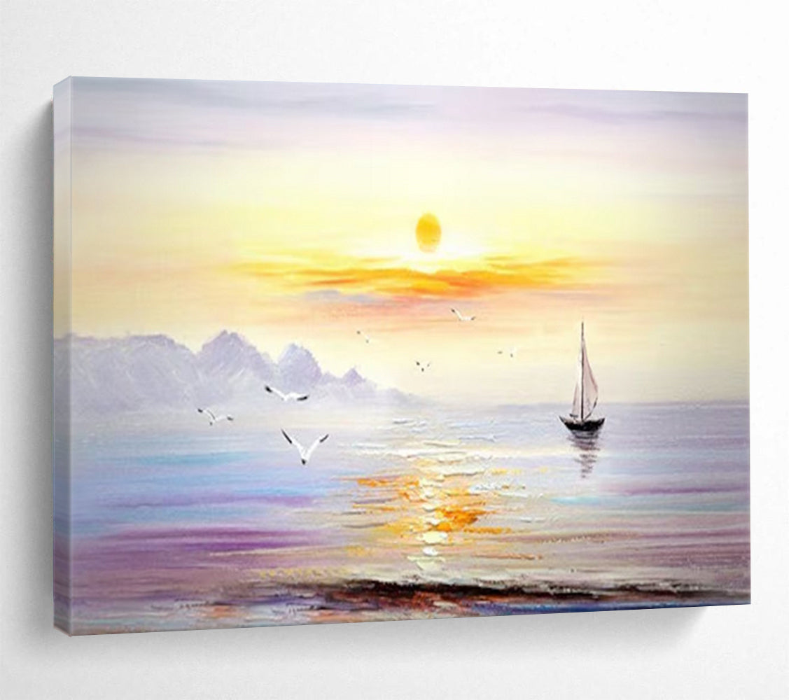 “Sunset Sail” - Coastal Landscape Painting On Canvas PT181