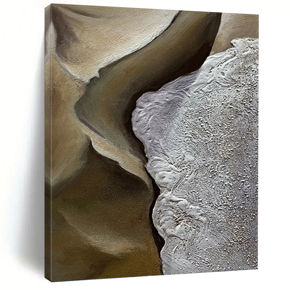 “Brown and Grey Textured Abstract” - Earthy Impasto Painting On Canvas PT0987