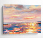 Vibrant Sunset Over Colorful Ocean Impressionist Seascape Painting On Canvas DKS112
