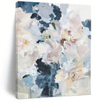 “Soft Floral Bouquet: Blue and White Abstract Flowers” - Impressionistic Floral Painting On Canvas PT0929