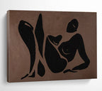 “Brown Silhouette Figures” - Black & Brown Figurative, Modernist Oil Painting On Canvas DKS743