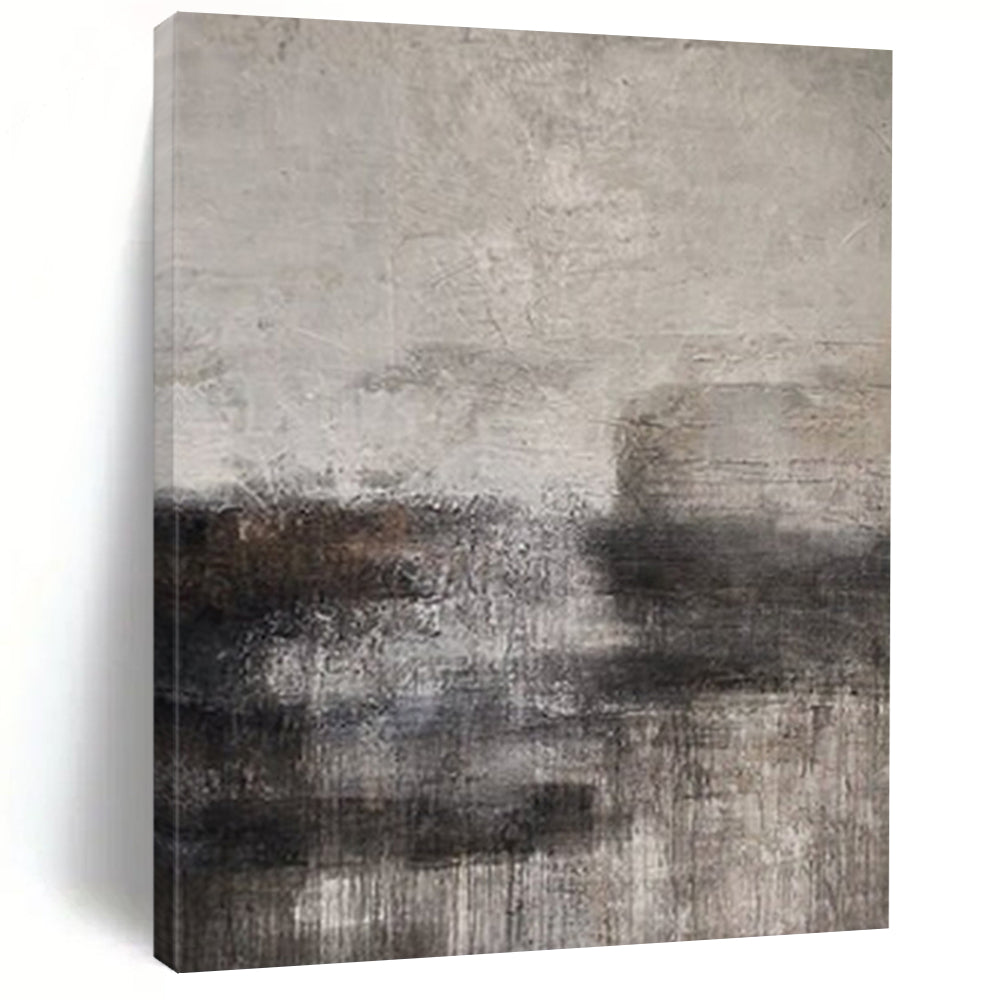 Gray and Black Textured, "Moody Depths" – Textured Abstract Painting On Canvas PS0982