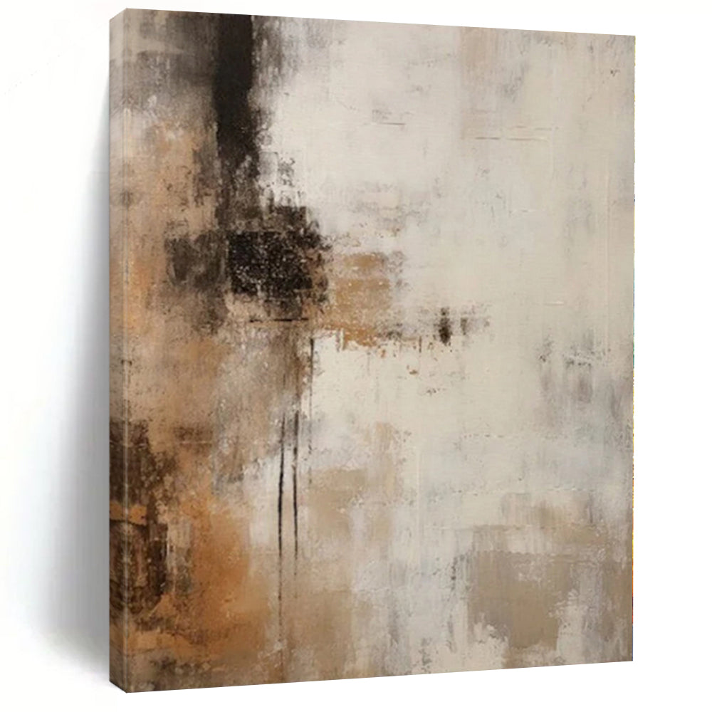 Beige, Gray, Black with Abstract Textures "Neutral Rhythm" Abstract Painting On Canvas PS1203