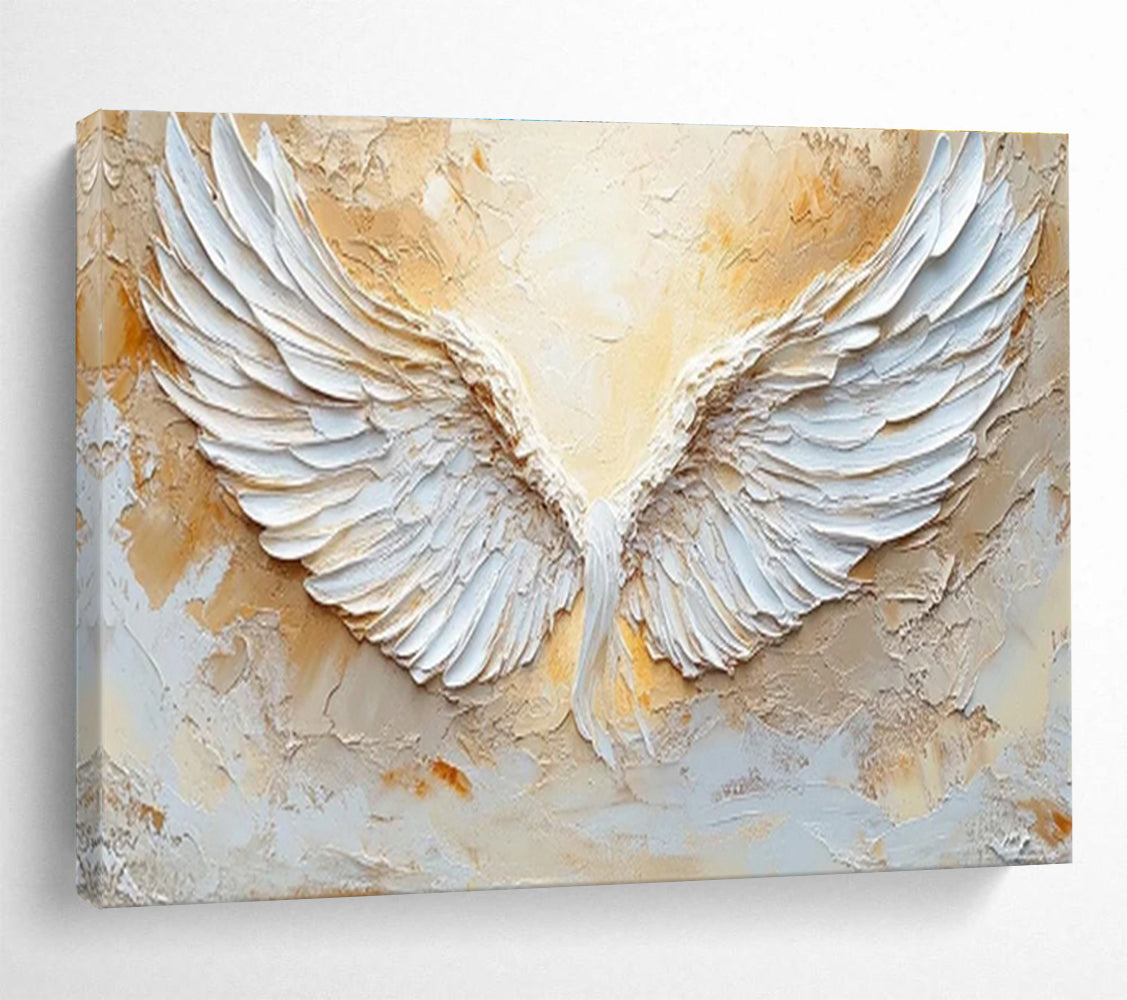 “Sculpted White Wings” - 3D Abstract Painting On Canvas DKS455