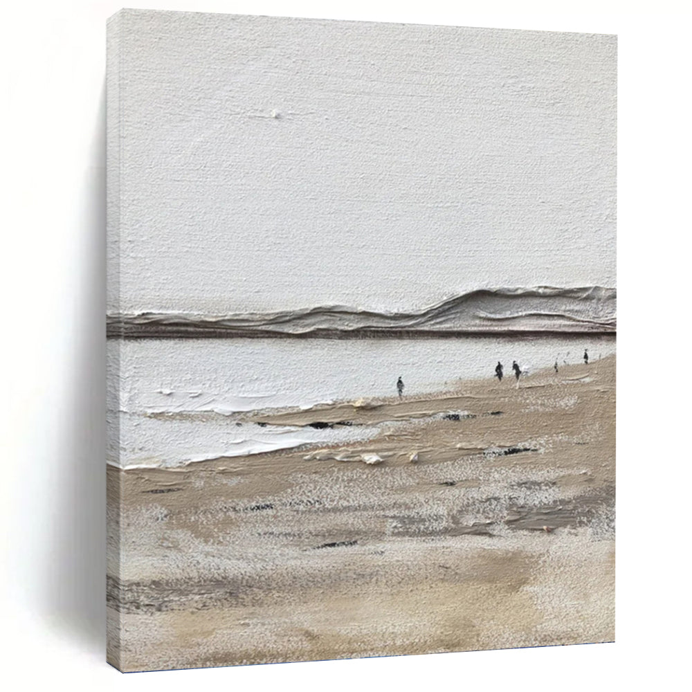 “Minimalist Beach Scene” - Landscape, Textured - Styled Painting On Canvas PT1674