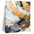 Gold and Gray Impasto Swirls - Textured Metallic Abstract Painting On Canvas PS1243