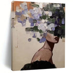 “Flower - Headed Figure” - Whimsical Figurative Painting On Canvas DS309