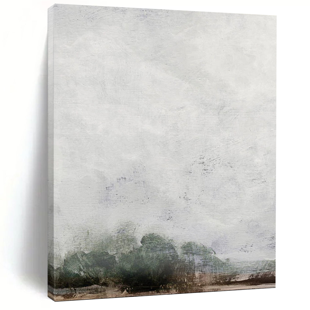“Misty Gray Landscape” - Soft Tones with Subtle Tree Silhouettes Painting On Canvas DS221