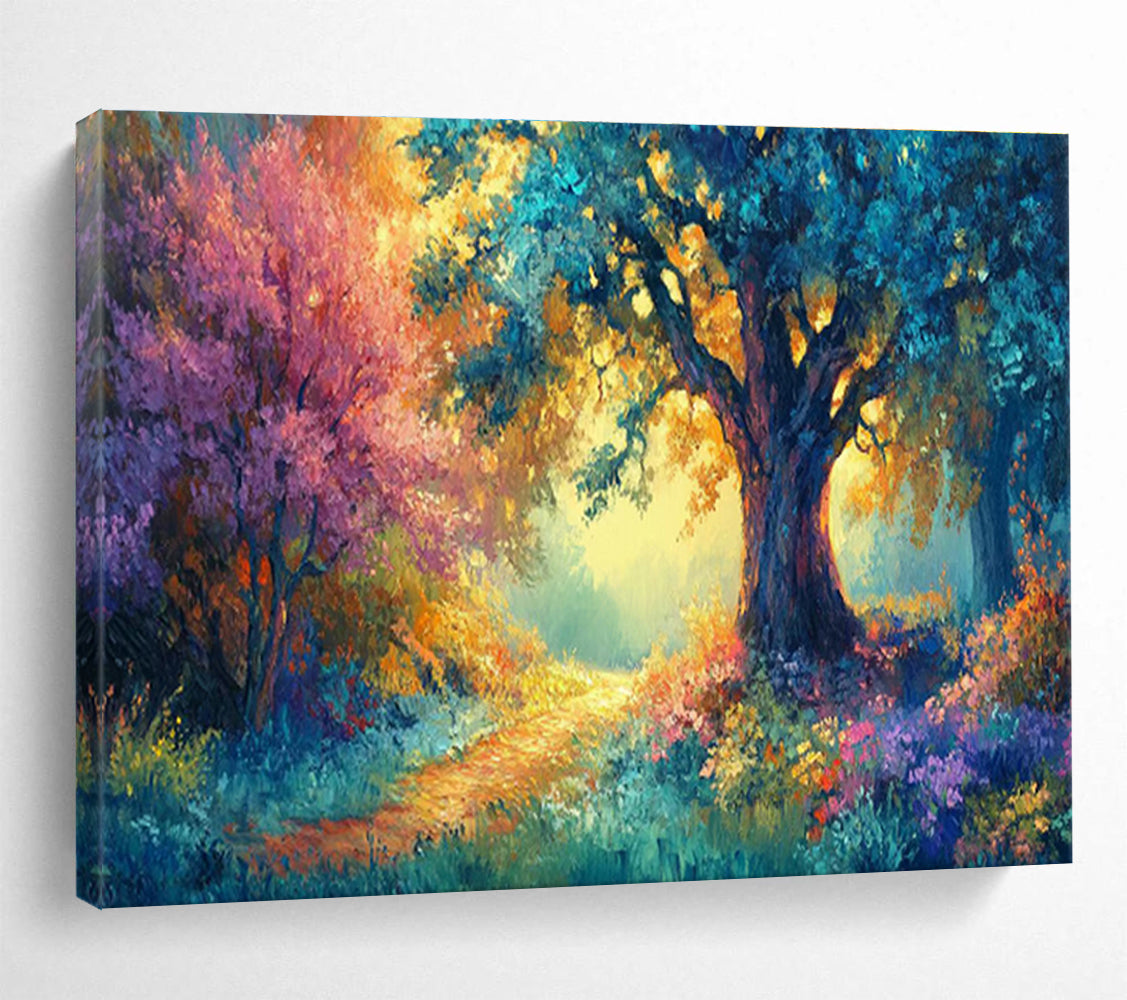 “Enchanted Forest Path” - Colorful Landscape, Fantasy Forest Oil Painting On Canvas DKS697