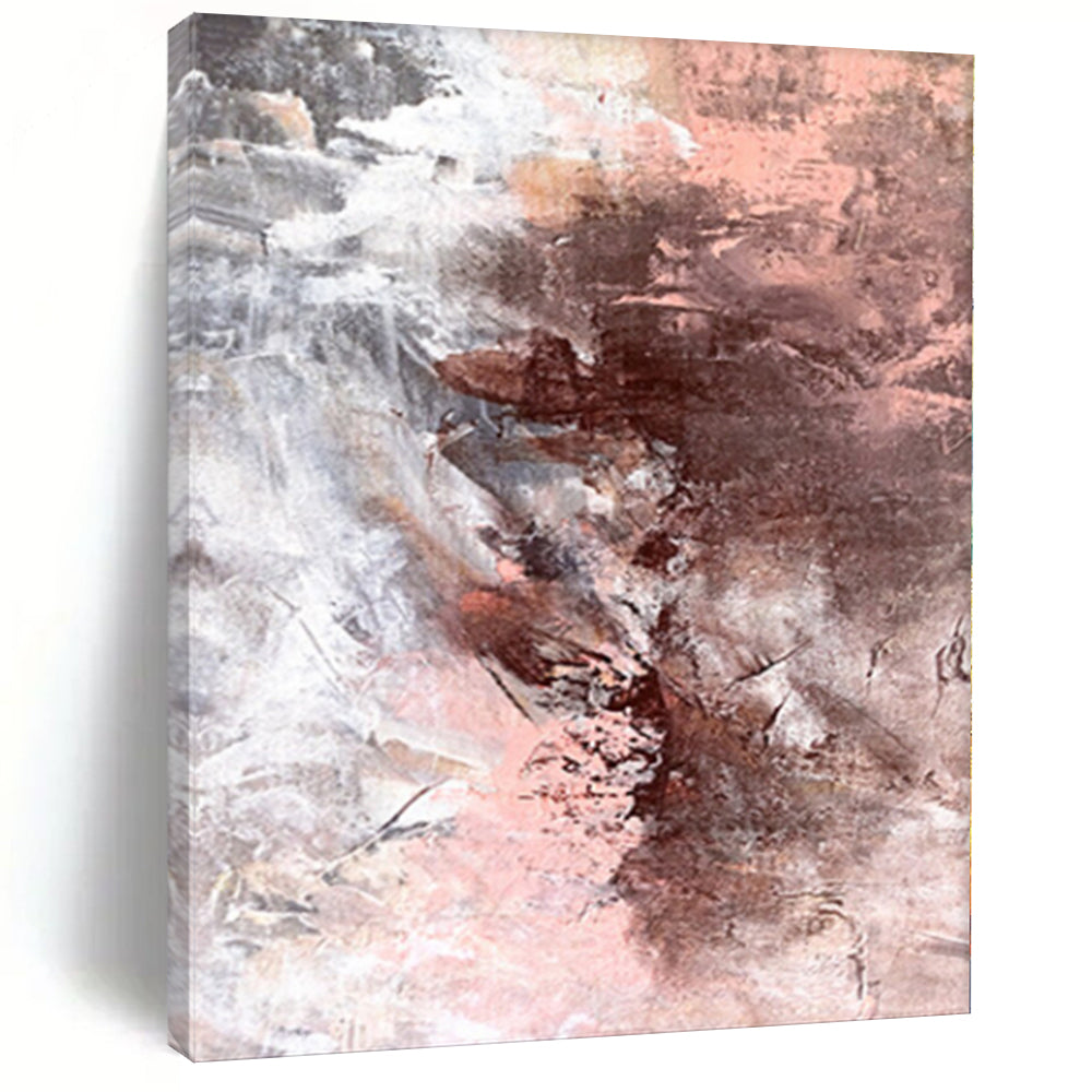 “Blush and Brown Abstract Fusion” - Romantic Abstract Painting On Canvas PS0043