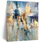 “Blue, Gold & Beige Abstract Fusion” - Abstract Painting On Canvas PS0414