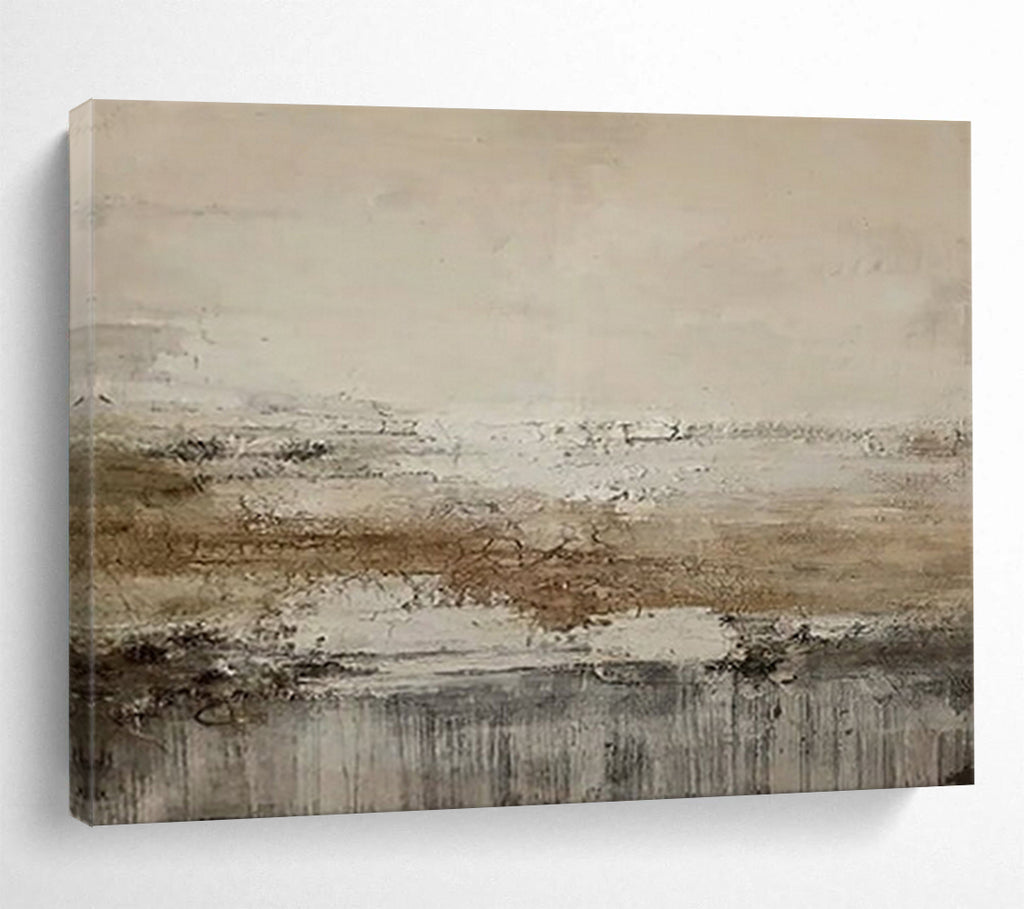 “Neutral Textured Landscape” - Subtle Tones “Serene Horizon” Painting On Canvas PT1628