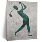 Golfer in Green Minimalist Sports Silhouette, Painting On Canvas PT2162